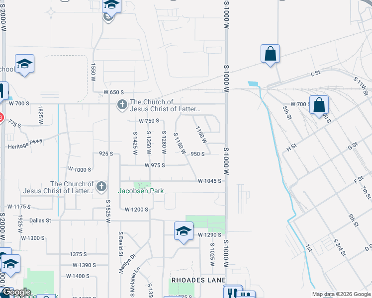 map of restaurants, bars, coffee shops, grocery stores, and more near 954 1150 West in Clearfield