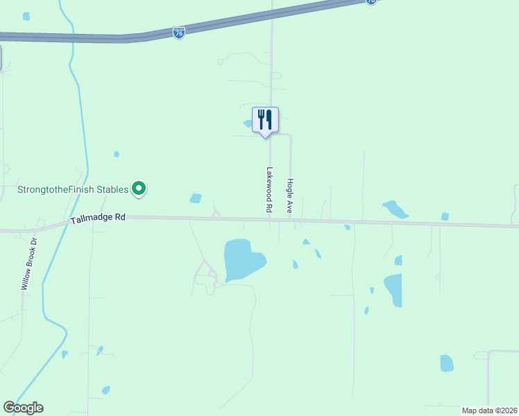 map of restaurants, bars, coffee shops, grocery stores, and more near 2898 Tallmadge Road in Ravenna