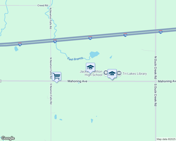 map of restaurants, bars, coffee shops, grocery stores, and more near 14110 Mahoning Avenue in North Jackson