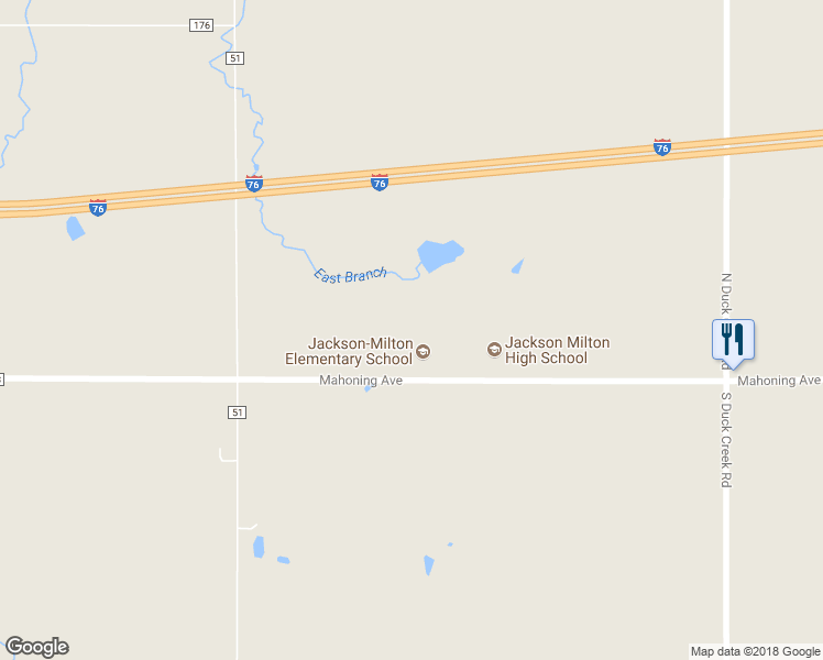 map of restaurants, bars, coffee shops, grocery stores, and more near 14110 Mahoning Avenue in North Jackson