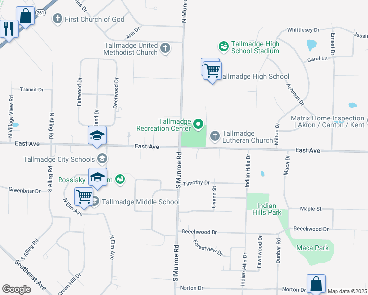 map of restaurants, bars, coffee shops, grocery stores, and more near 691 Tallmadge Avenue in Kent