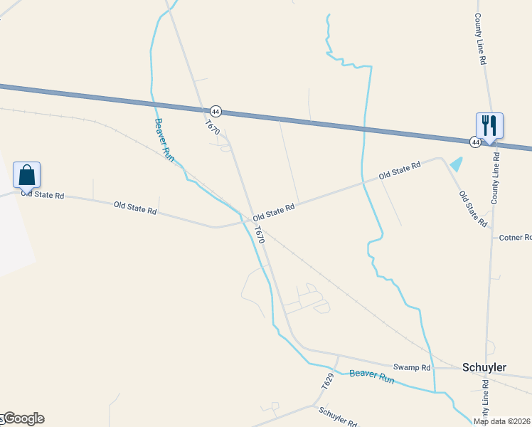 map of restaurants, bars, coffee shops, grocery stores, and more near 740 Beaver Run Road in Turbotville