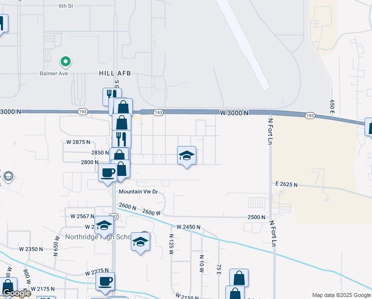 map of restaurants, bars, coffee shops, grocery stores, and more near 230 Engstrom Way in Layton
