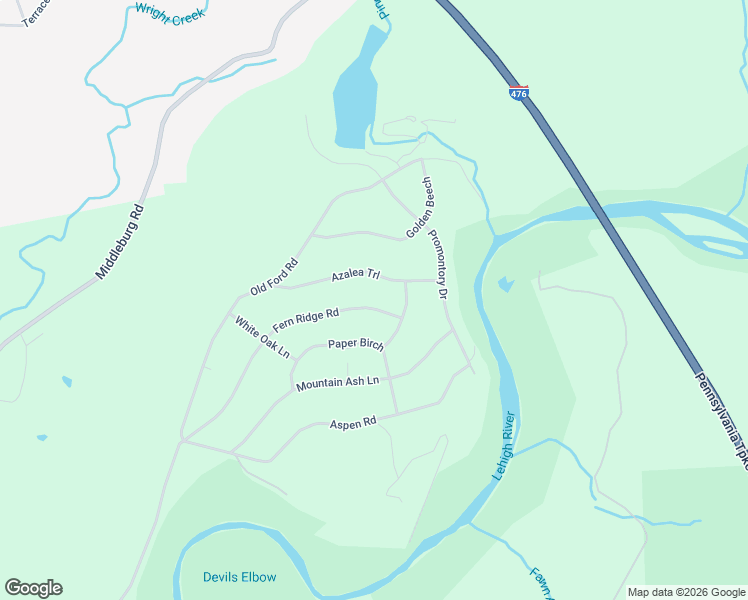 map of restaurants, bars, coffee shops, grocery stores, and more near 227-235 Fern Ridge Rd in White Haven