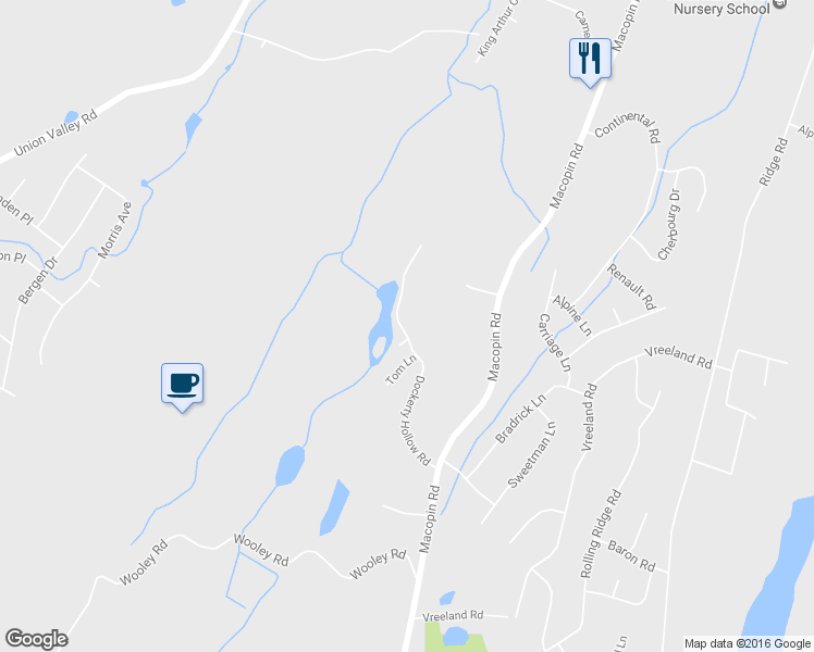map of restaurants, bars, coffee shops, grocery stores, and more near 72 Dockerty Hollow Road in West Milford