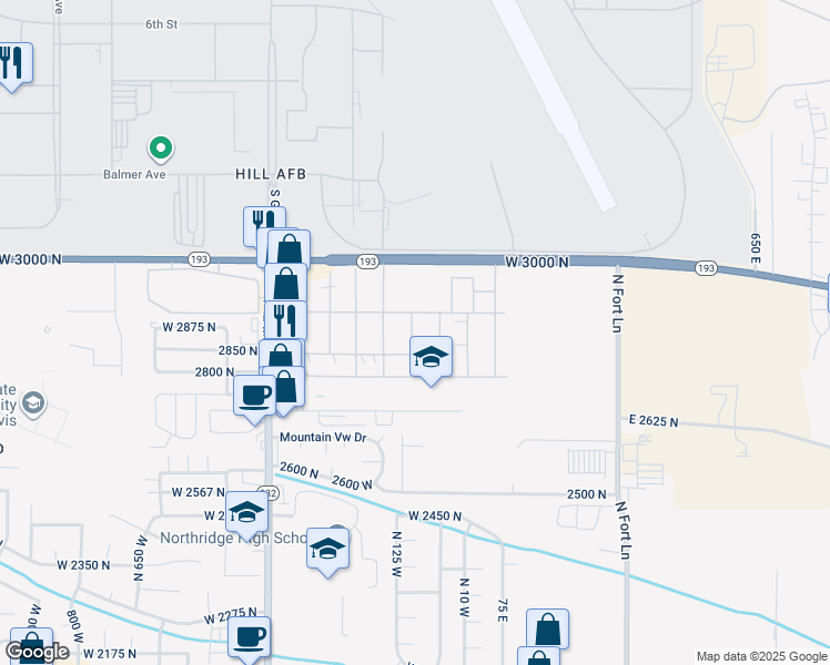 map of restaurants, bars, coffee shops, grocery stores, and more near 230 Engstrom Way in Layton