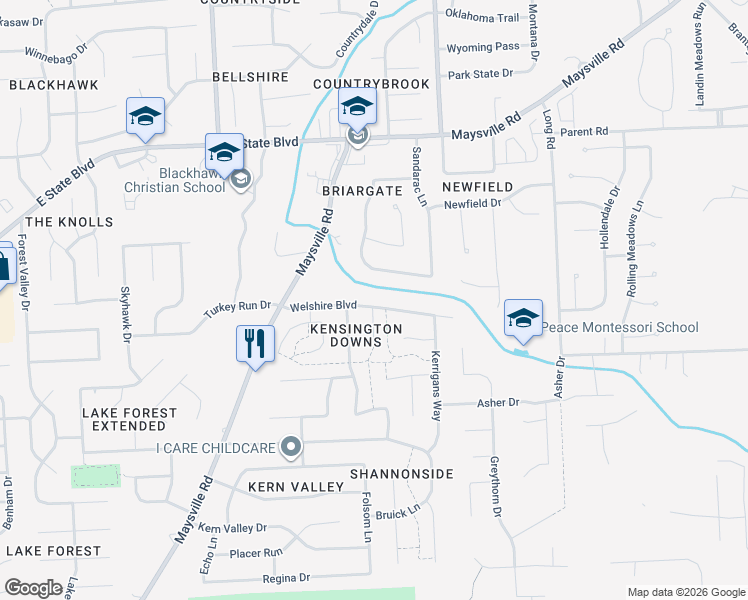 map of restaurants, bars, coffee shops, grocery stores, and more near 7901 Welshire Blvd in Fort Wayne
