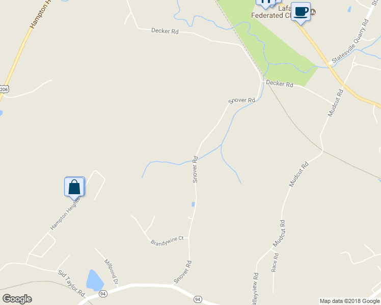 map of restaurants, bars, coffee shops, grocery stores, and more near 43 Snover Road in Lafayette Township