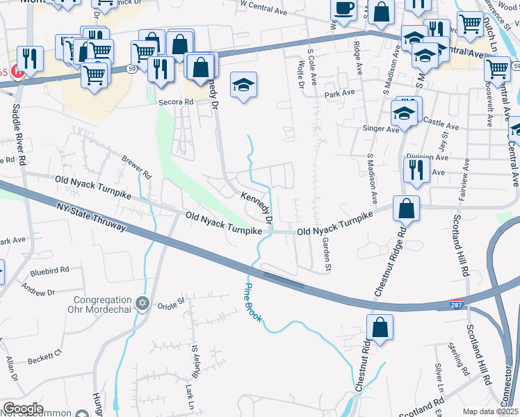 map of restaurants, bars, coffee shops, grocery stores, and more near 28 Alan Road in Spring Valley