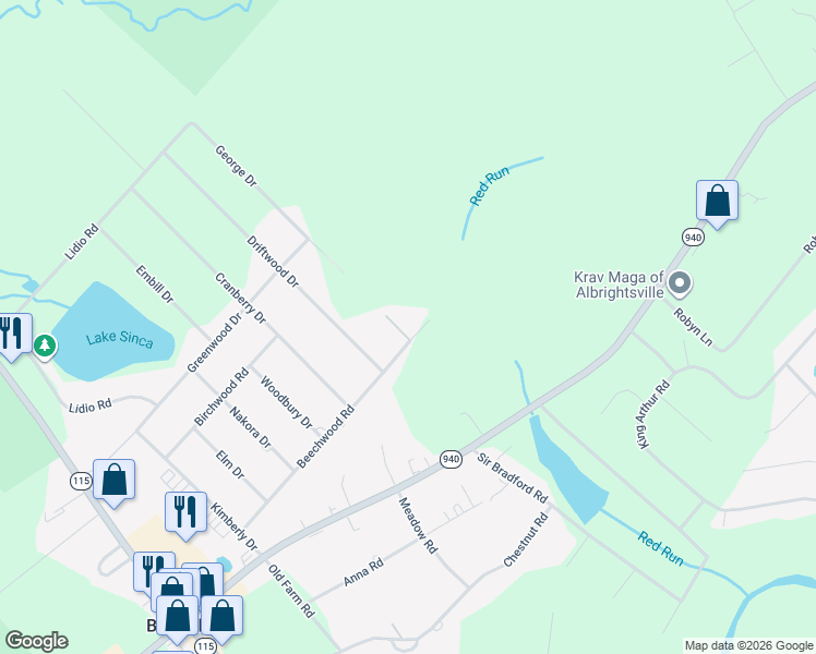 map of restaurants, bars, coffee shops, grocery stores, and more near 15 Beechwood Rd in Monroe