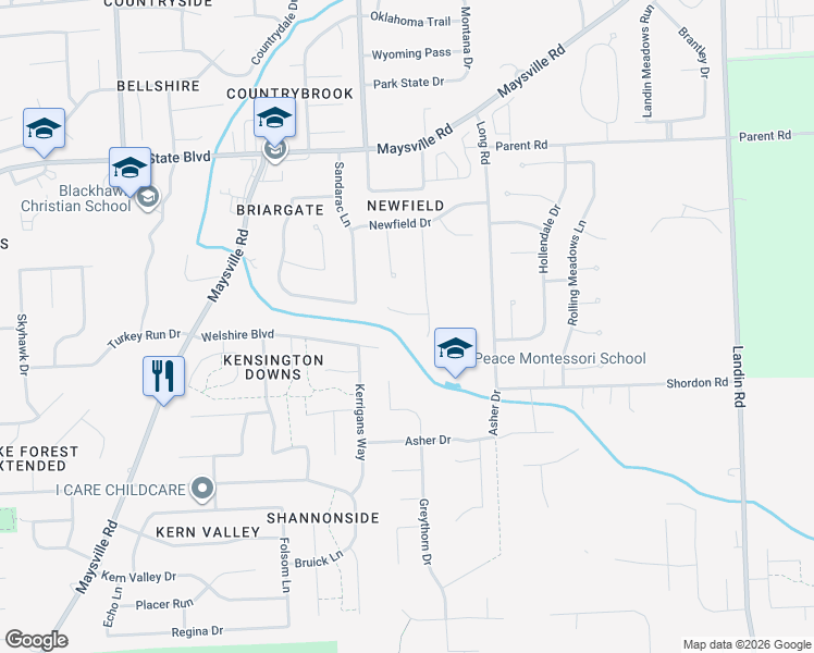 map of restaurants, bars, coffee shops, grocery stores, and more near 8212 Roxboro Court in Fort Wayne