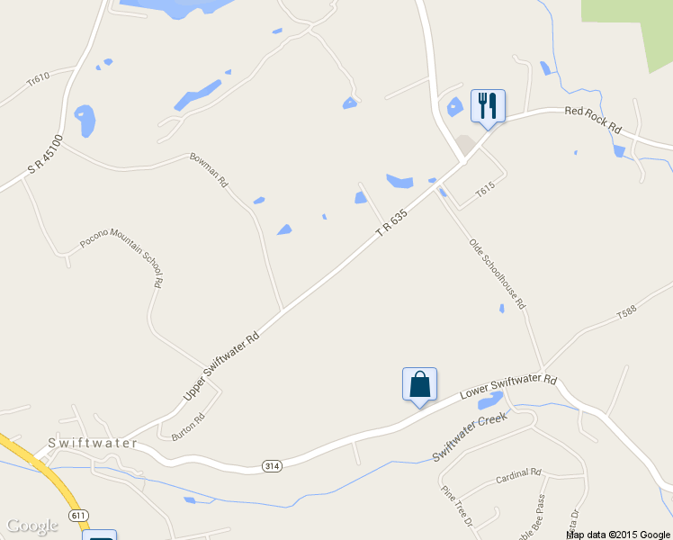 map of restaurants, bars, coffee shops, grocery stores, and more near 220 Upper Swiftwater Road in Cresco