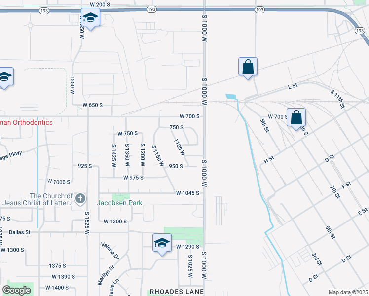 map of restaurants, bars, coffee shops, grocery stores, and more near 1097 West 850 South in Clearfield