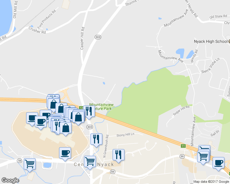 map of restaurants, bars, coffee shops, grocery stores, and more near 32 Strawberry Hill Ln in Valley Cottage