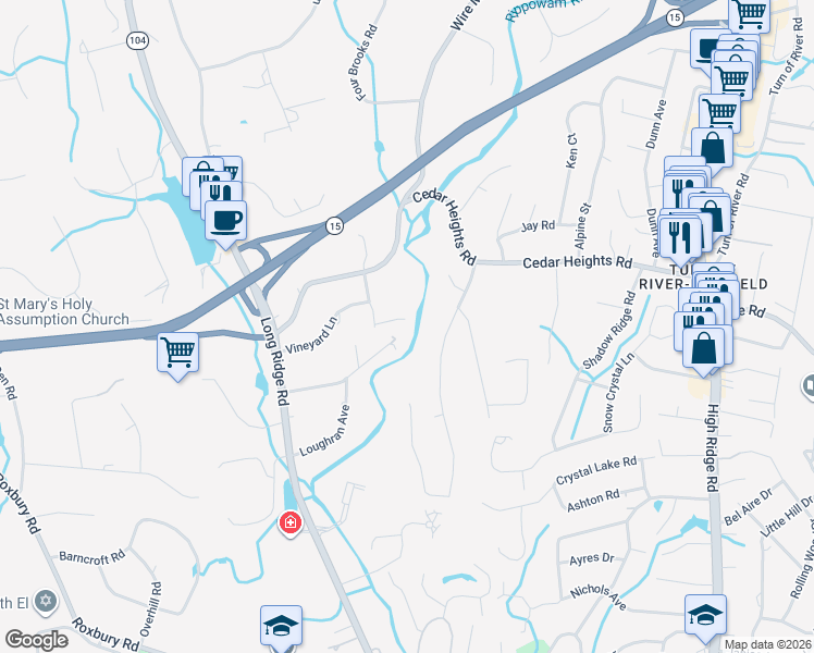 map of restaurants, bars, coffee shops, grocery stores, and more near 46 Hunting Lane in Stamford