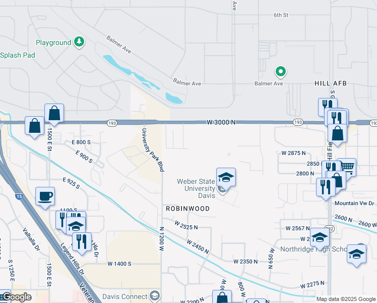 map of restaurants, bars, coffee shops, grocery stores, and more near 1081 1175 West in Layton
