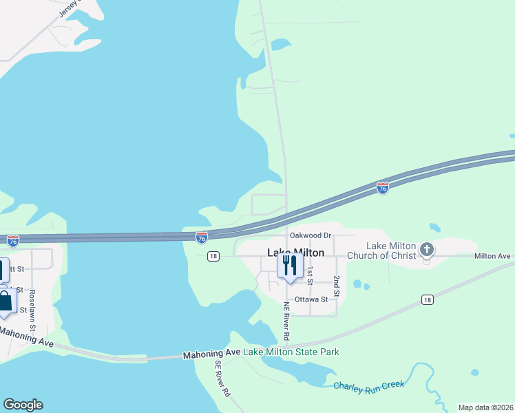 map of restaurants, bars, coffee shops, grocery stores, and more near 779 Harbor Ave in Lake Milton