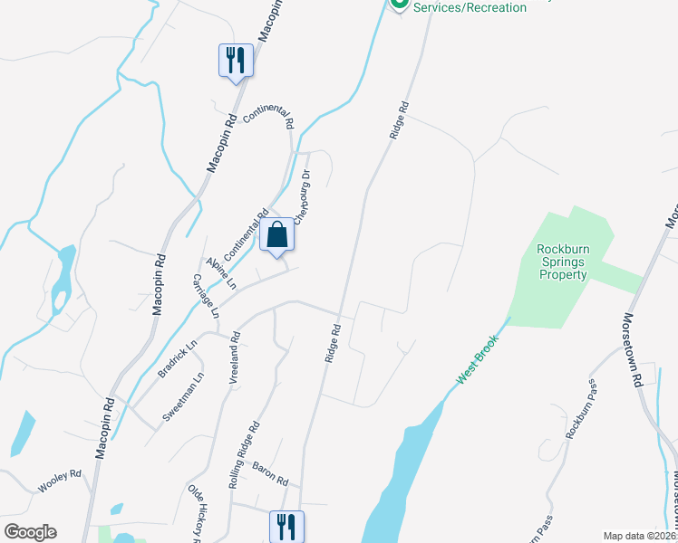 map of restaurants, bars, coffee shops, grocery stores, and more near 211 Ridge Road in West Milford