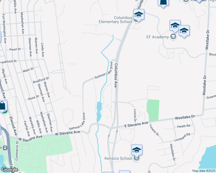 map of restaurants, bars, coffee shops, grocery stores, and more near 200 Summit Lake Drive in Valhalla