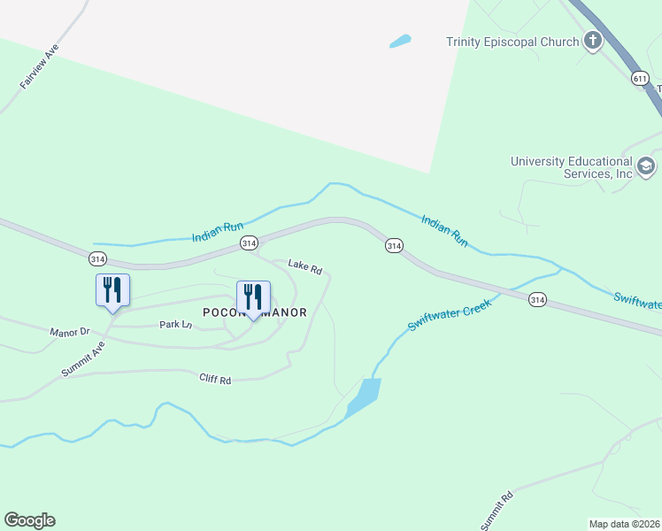 map of restaurants, bars, coffee shops, grocery stores, and more near 204 Lake Road in Tobyhanna