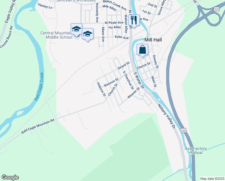 map of restaurants, bars, coffee shops, grocery stores, and more near 326 Magnolia Street in Mill Hall