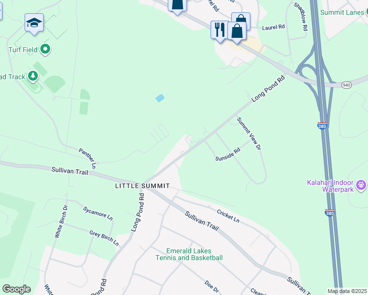 map of restaurants, bars, coffee shops, grocery stores, and more near 2903 Long Pond Road in Long Pond