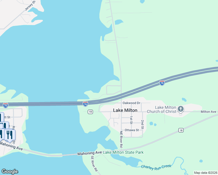 map of restaurants, bars, coffee shops, grocery stores, and more near 779 Harbor Avenue in Lake Milton