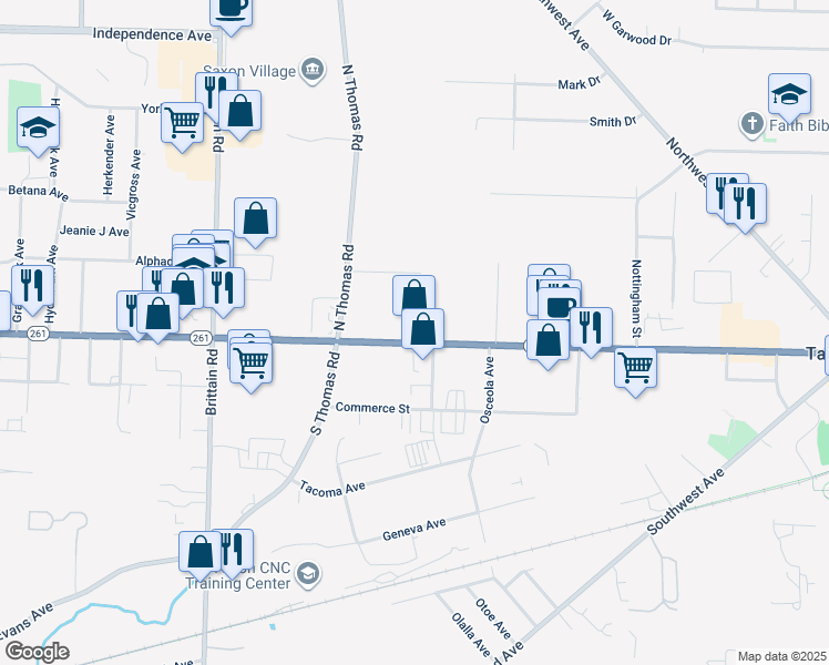 map of restaurants, bars, coffee shops, grocery stores, and more near 444 West Ave in Tallmadge
