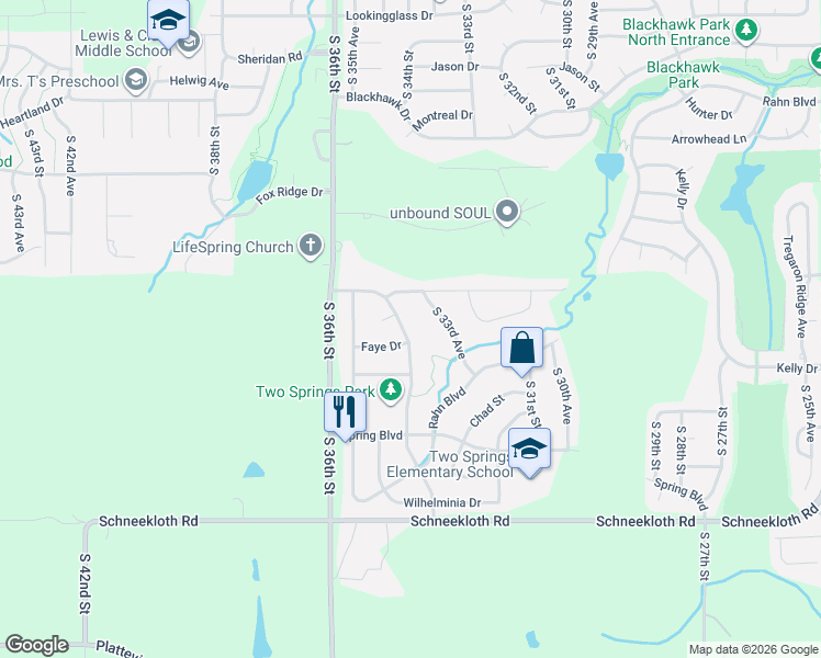 map of restaurants, bars, coffee shops, grocery stores, and more near 3403 Faye Drive in Bellevue