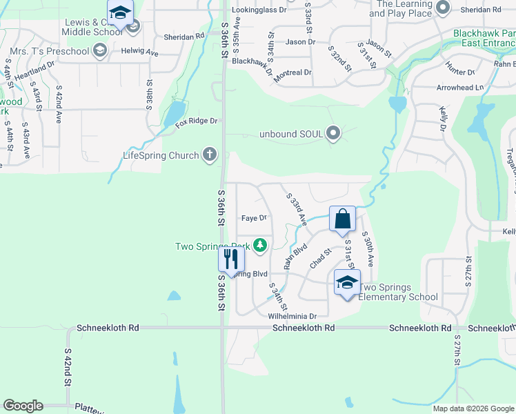 map of restaurants, bars, coffee shops, grocery stores, and more near 3403 Faye Drive in Bellevue