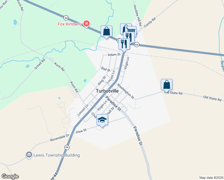 map of restaurants, bars, coffee shops, grocery stores, and more near Fort St in Turbotville