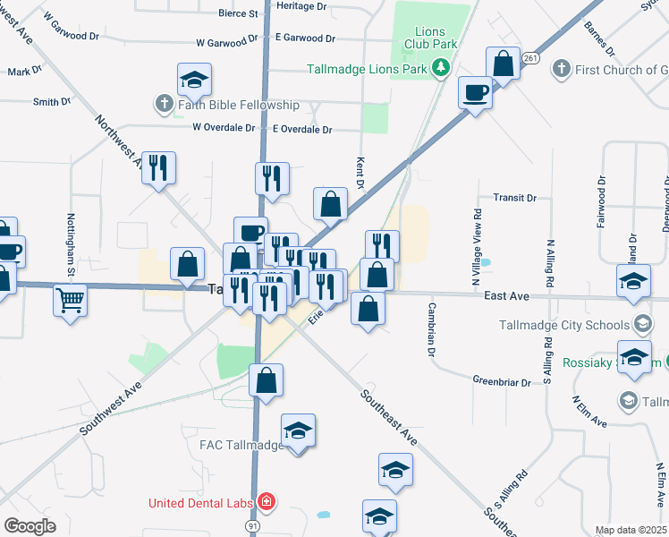 map of restaurants, bars, coffee shops, grocery stores, and more near in 