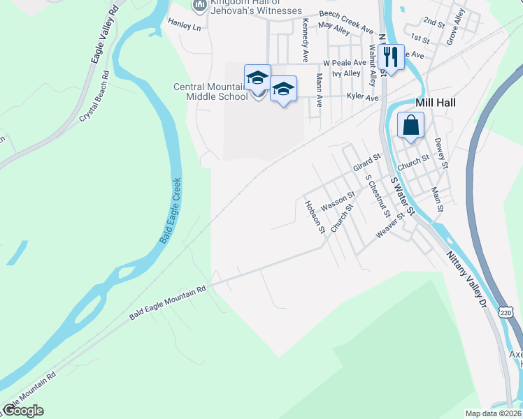 map of restaurants, bars, coffee shops, grocery stores, and more near 500 Girard Street in Mill Hall
