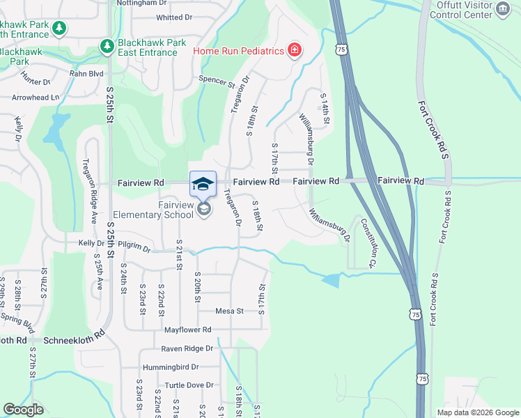 map of restaurants, bars, coffee shops, grocery stores, and more near 14102 South 18th Street in Bellevue