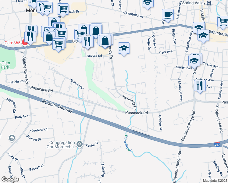 map of restaurants, bars, coffee shops, grocery stores, and more near 18 Sala Court in Spring Valley