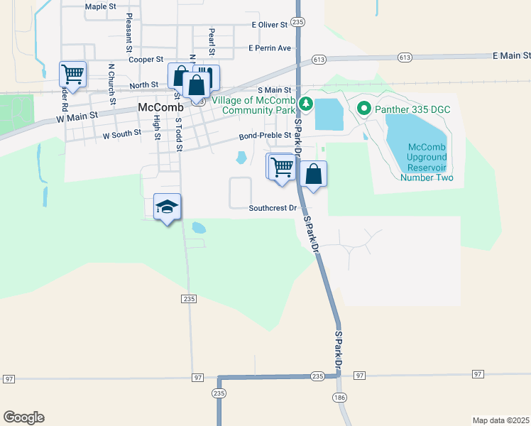 map of restaurants, bars, coffee shops, grocery stores, and more near 272 Southcrest Drive in McComb