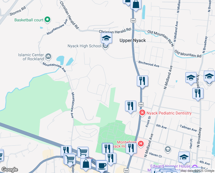 map of restaurants, bars, coffee shops, grocery stores, and more near 516 Sierra Vista Lane in Valley Cottage