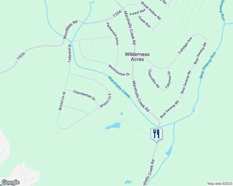 map of restaurants, bars, coffee shops, grocery stores, and more near 3746 Bristol Circle East in East Stroudsburg
