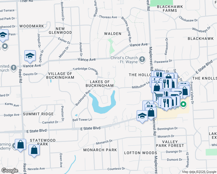 map of restaurants, bars, coffee shops, grocery stores, and more near 5900-5998 Port Royal in Fort Wayne