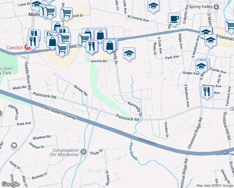 map of restaurants, bars, coffee shops, grocery stores, and more near 18 Sala Court in Spring Valley
