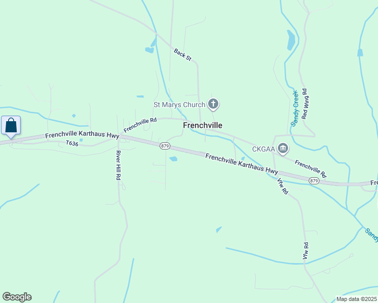 map of restaurants, bars, coffee shops, grocery stores, and more near Frenchville Karthaus Highway in Frenchville