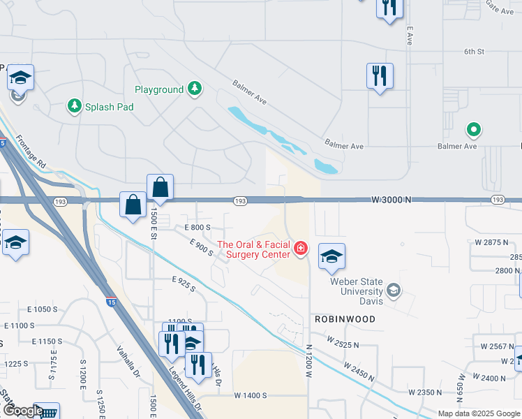 map of restaurants, bars, coffee shops, grocery stores, and more near 1950 Highway 193 in Clearfield