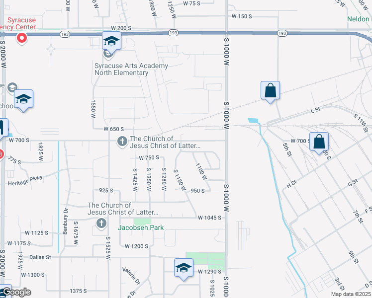 map of restaurants, bars, coffee shops, grocery stores, and more near 1128 West 750 South in Clearfield