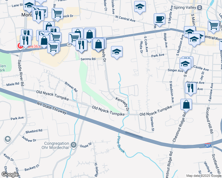 map of restaurants, bars, coffee shops, grocery stores, and more near 91 Heitman Drive in Spring Valley