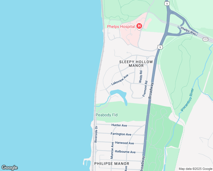 map of restaurants, bars, coffee shops, grocery stores, and more near 21 Lakeview Avenue in Sleepy Hollow