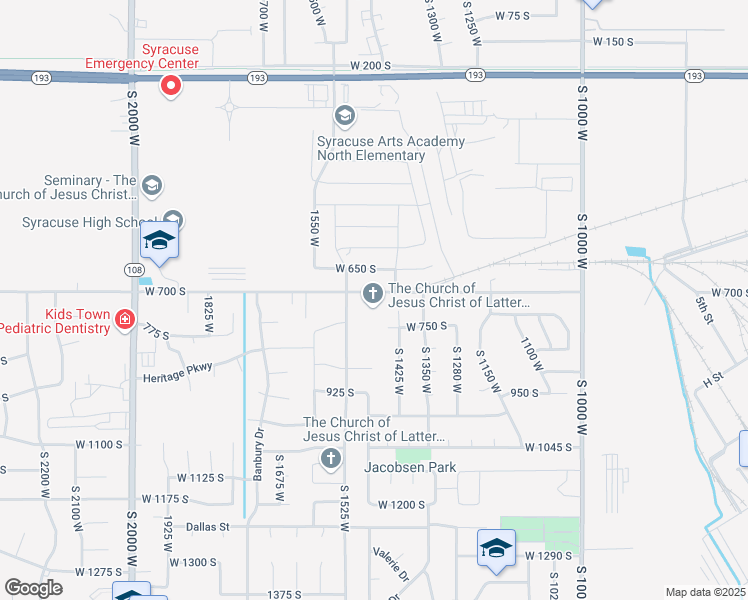 map of restaurants, bars, coffee shops, grocery stores, and more near 1475 West 700 South in Clearfield