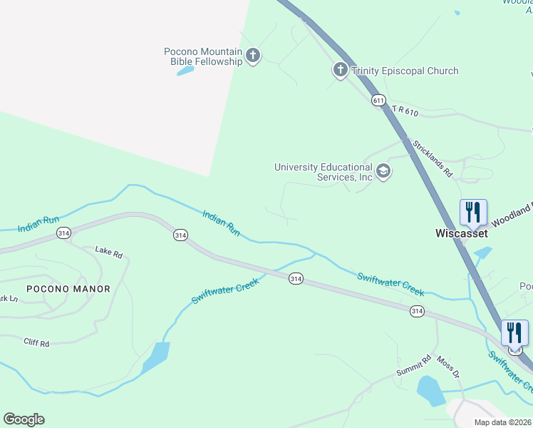 map of restaurants, bars, coffee shops, grocery stores, and more near 315 Goldfinch Road in Mount Pocono