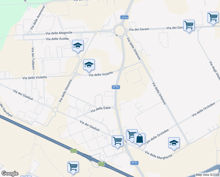 map of restaurants, bars, coffee shops, grocery stores, and more near in Modugno