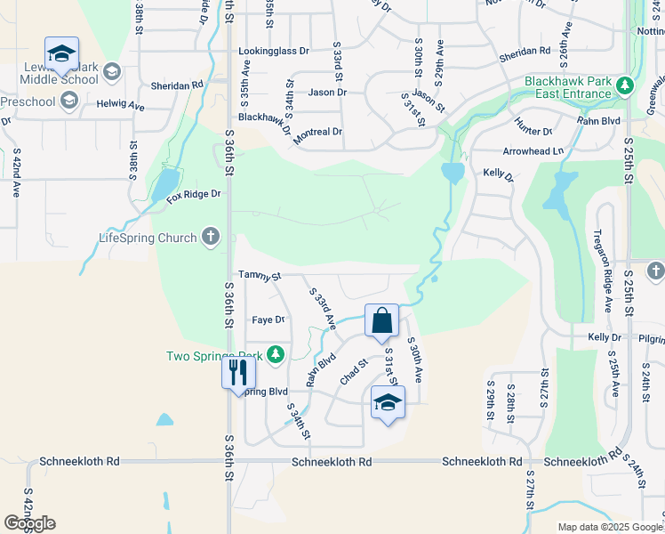 map of restaurants, bars, coffee shops, grocery stores, and more near 14003 South 32nd Avenue in Bellevue