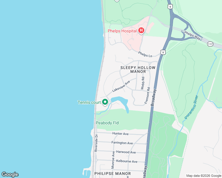 map of restaurants, bars, coffee shops, grocery stores, and more near 21 Lakeview Avenue in Sleepy Hollow